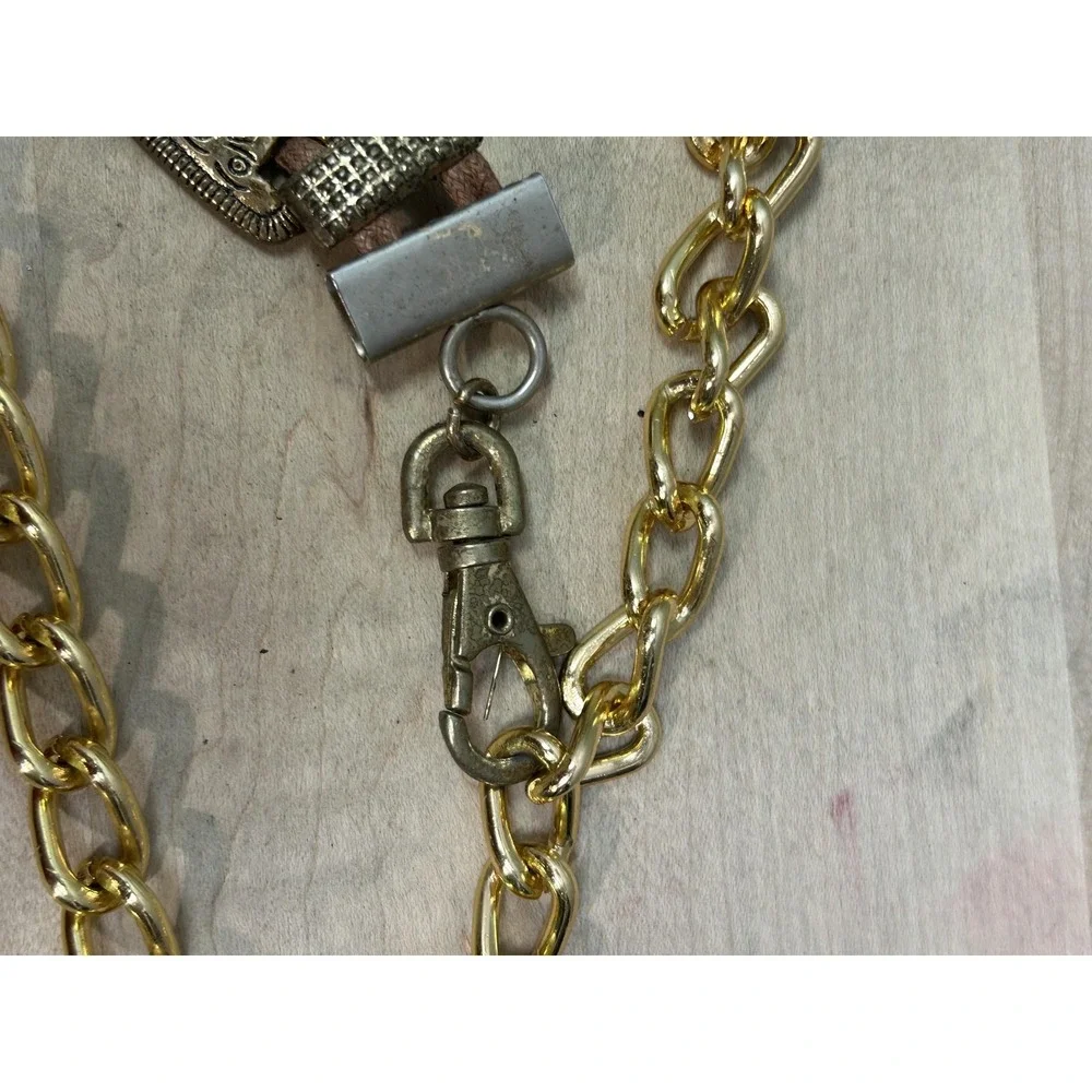 Vintage‎ Boho Western Concho Chain Belt Brass Tone Beaded Small Adjustable Women
